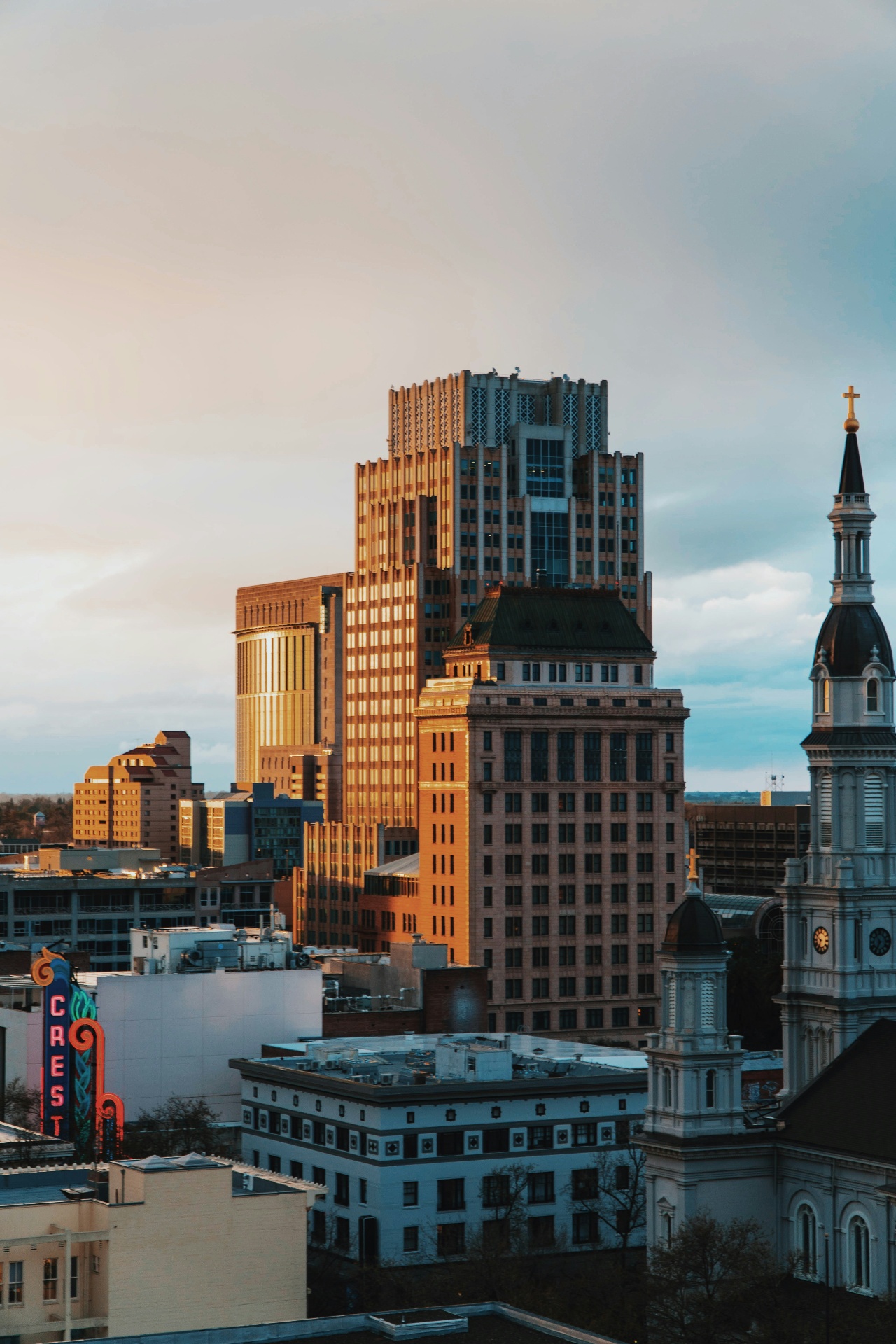 Sacramento skyline at sunset